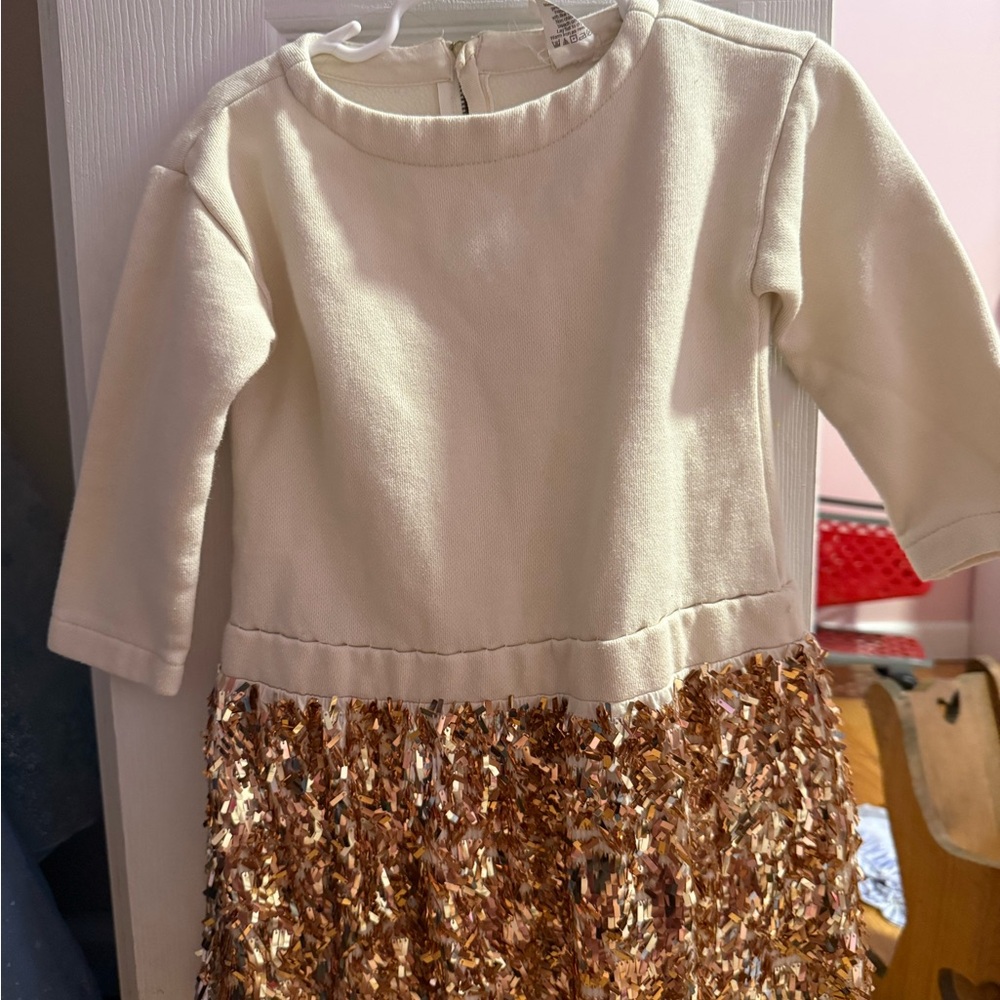 J. Crew Cream and Gold Kids Formal Dress